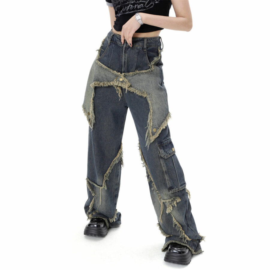 High Street Niche Oversize Stitching Jeans - vanci.co