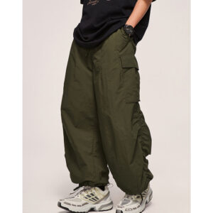 Wide-Leg Army Green Cargo Pants - vanci.co