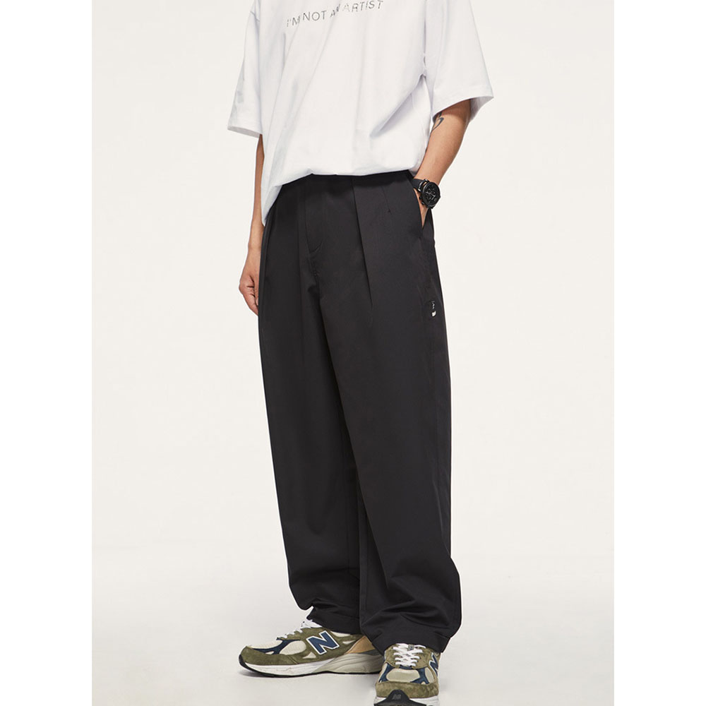 Double Pleated Tapered Wide-Leg Pants - vanci.co