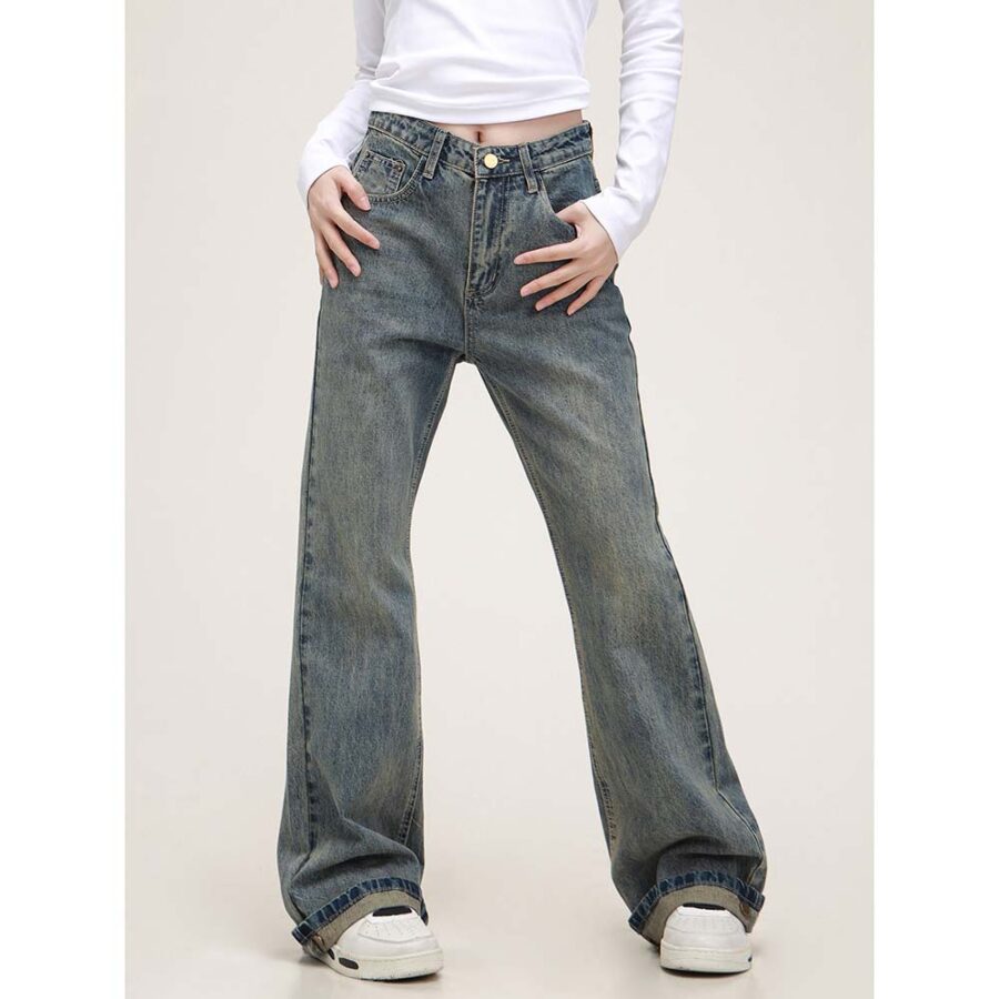 Unisex Retro Washed Distressed Blue Jeans - vanci.co